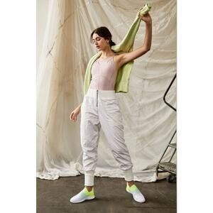 FREE PEOPLE White Nylon Front Zip Athleisure Jogger Style Track Pants Size XS